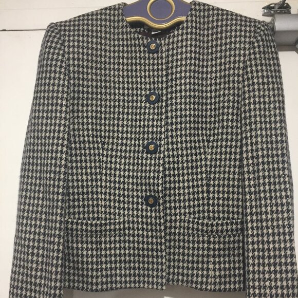 VINTAGE RENA ROWAN WOOL BLEND PLAID JACKETS SIZE 10 - Picture 1 of 10